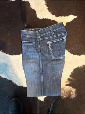 Ariat Dark Blue Embroidered Pocket Flare Jeans
